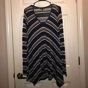 Cream and navy blue colored cardigan